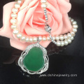 925 Sterling Silver Jade Pendant Real Pearl Necklace Jewelry